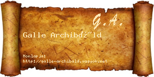Galle Archibáld névjegykártya